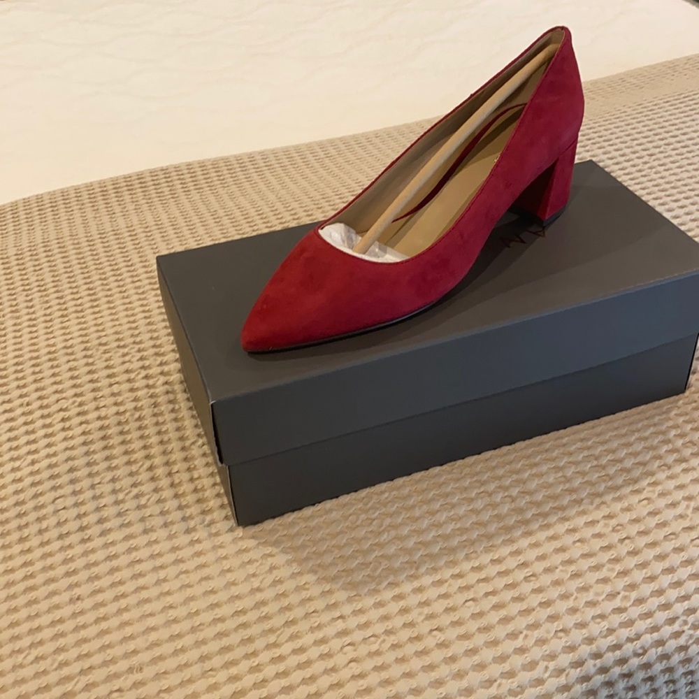 Brand new berry color suede pumps!
